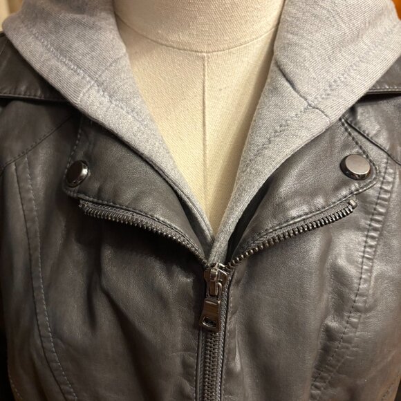 Roz & Ali Faux Leather Hooded Jacket - Picture 2 of 6